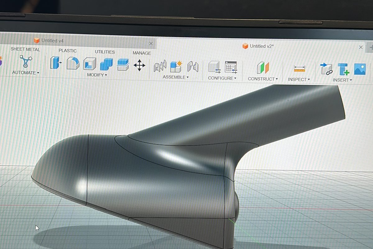 Adaptor personalizat modelat CAD în Fusion 360 pentru printare 3D