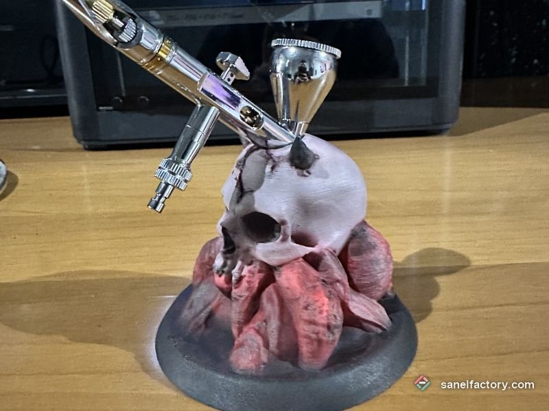 Craniu printat 3D vopsit cu aerograful